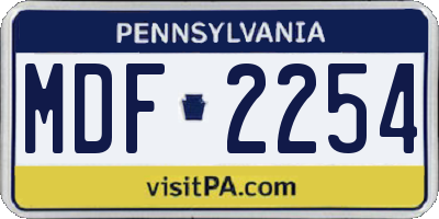 PA license plate MDF2254