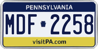 PA license plate MDF2258