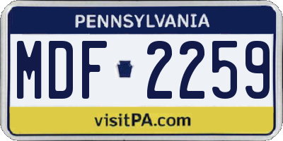 PA license plate MDF2259