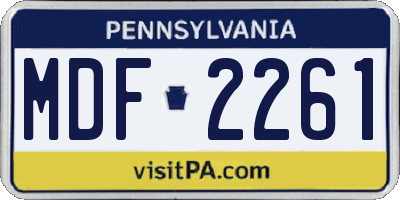 PA license plate MDF2261