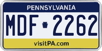 PA license plate MDF2262