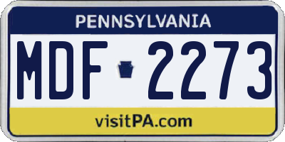 PA license plate MDF2273