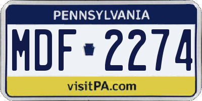 PA license plate MDF2274