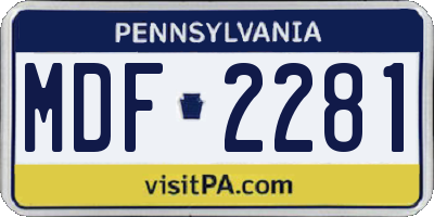 PA license plate MDF2281