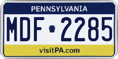 PA license plate MDF2285