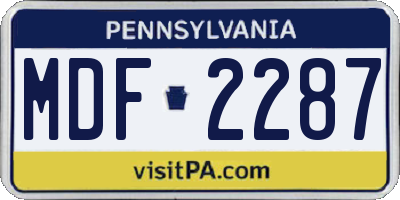 PA license plate MDF2287