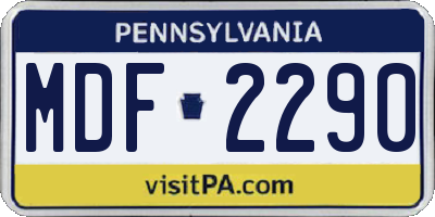 PA license plate MDF2290