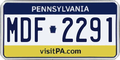 PA license plate MDF2291