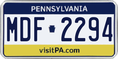 PA license plate MDF2294