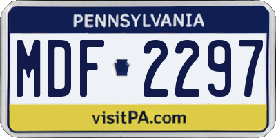 PA license plate MDF2297