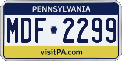 PA license plate MDF2299