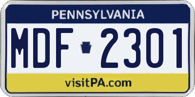 PA license plate MDF2301