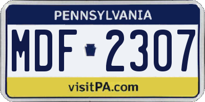 PA license plate MDF2307