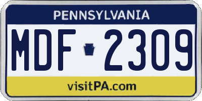 PA license plate MDF2309