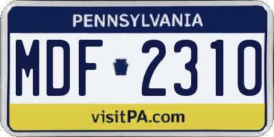 PA license plate MDF2310