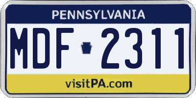 PA license plate MDF2311