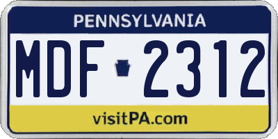 PA license plate MDF2312