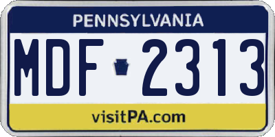 PA license plate MDF2313