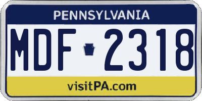 PA license plate MDF2318