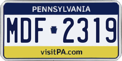 PA license plate MDF2319