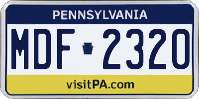 PA license plate MDF2320
