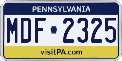 PA license plate MDF2325