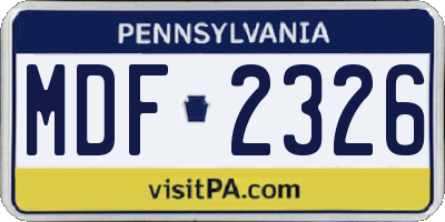 PA license plate MDF2326