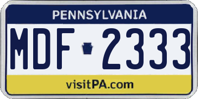 PA license plate MDF2333