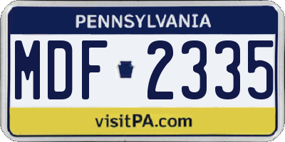 PA license plate MDF2335