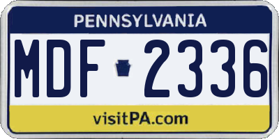 PA license plate MDF2336