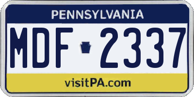 PA license plate MDF2337