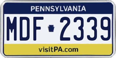 PA license plate MDF2339