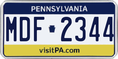 PA license plate MDF2344