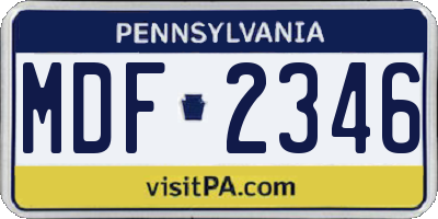 PA license plate MDF2346