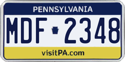 PA license plate MDF2348