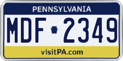PA license plate MDF2349