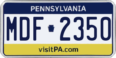 PA license plate MDF2350