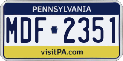 PA license plate MDF2351