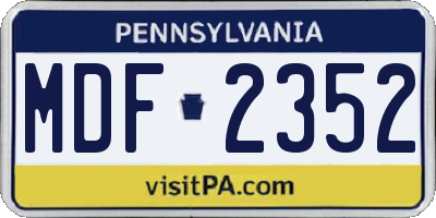 PA license plate MDF2352