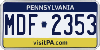 PA license plate MDF2353