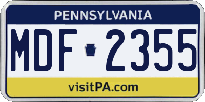 PA license plate MDF2355