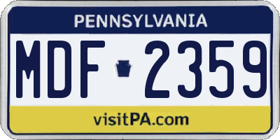 PA license plate MDF2359