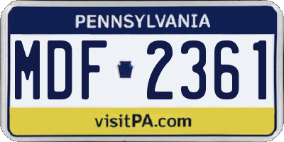PA license plate MDF2361