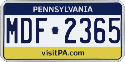 PA license plate MDF2365