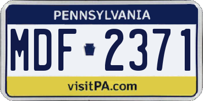 PA license plate MDF2371