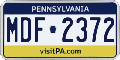PA license plate MDF2372