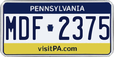 PA license plate MDF2375