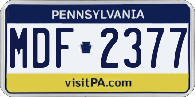 PA license plate MDF2377