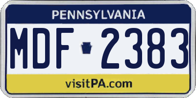 PA license plate MDF2383