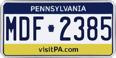 PA license plate MDF2385